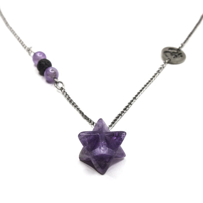 Healing Crystal Necklace with Merkaba Pendant