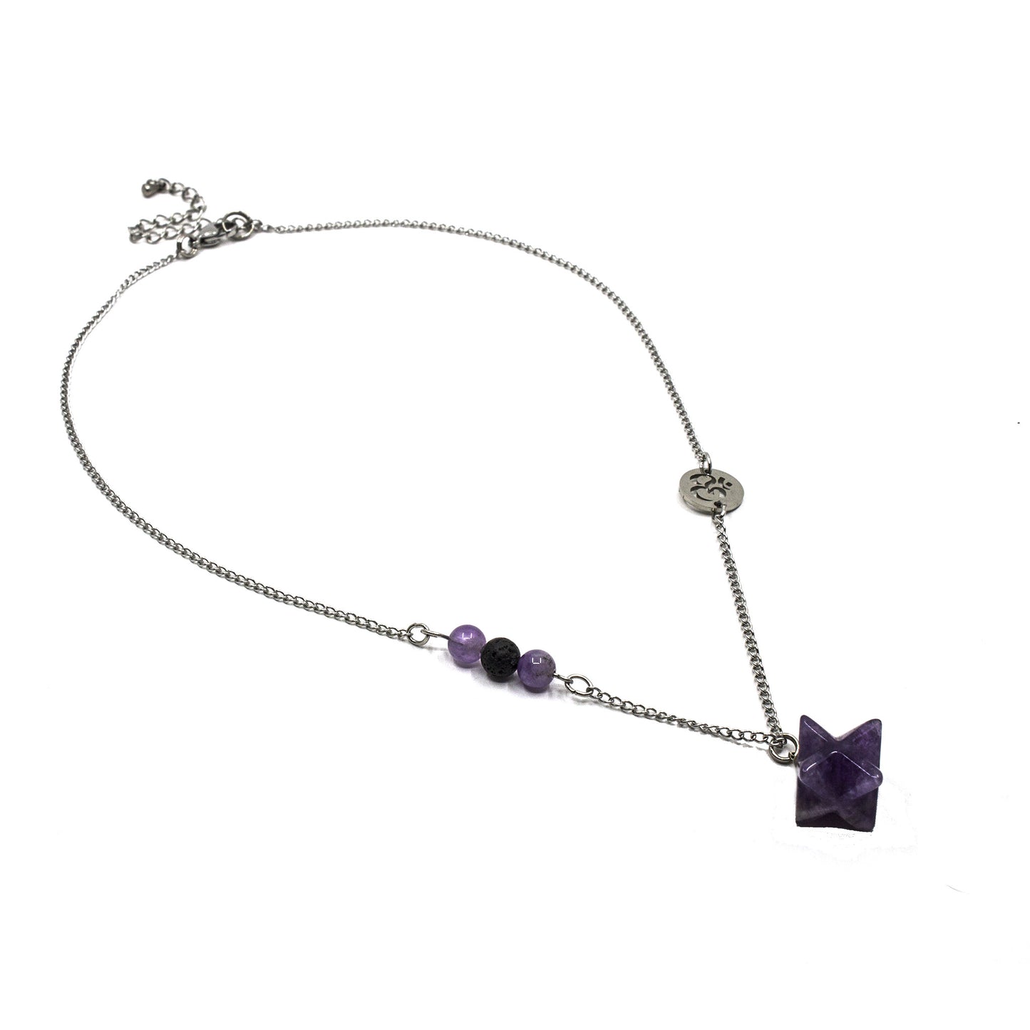 Healing Crystal Necklace with Merkaba Pendant