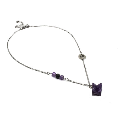 Healing Crystal Necklace with Merkaba Pendant