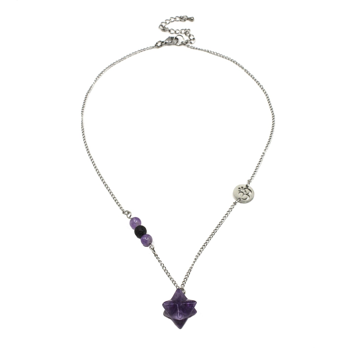Healing Crystal Necklace with Merkaba Pendant