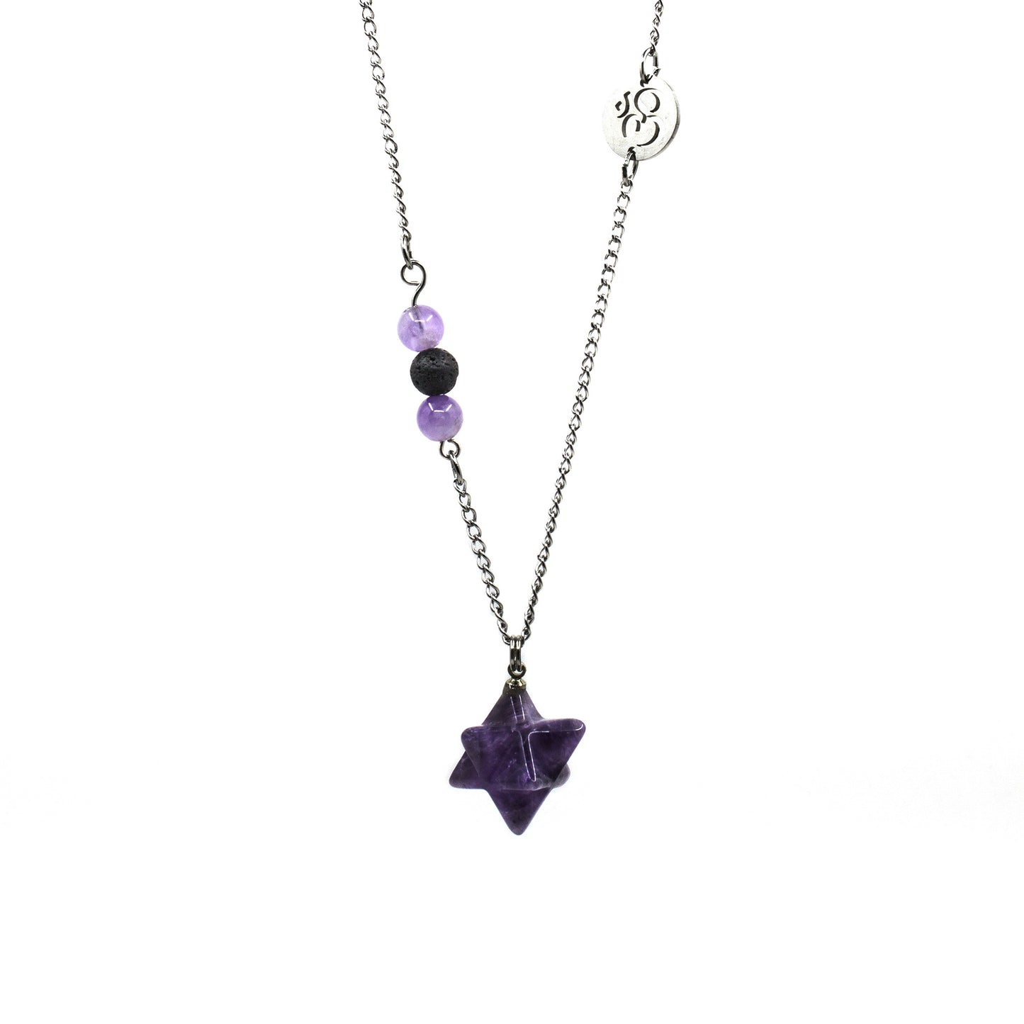 Healing Crystal Necklace with Merkaba Pendant