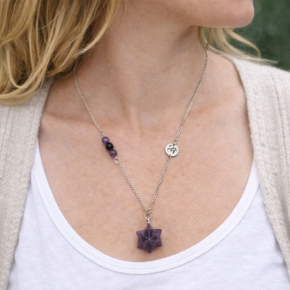 Healing Crystal Necklace with Merkaba Pendant