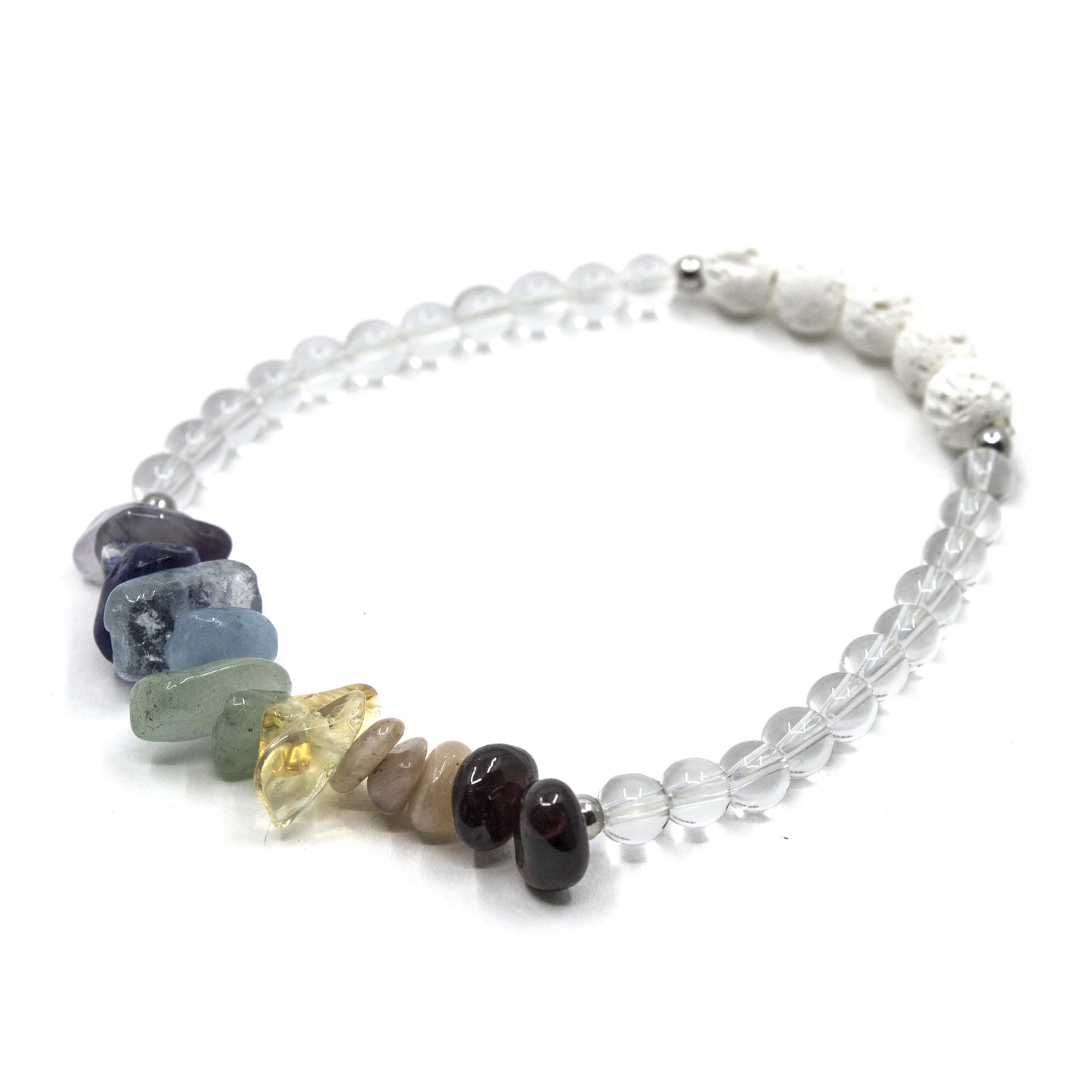 Chakra Bracelet with Clear Quartz for Positive Energy
