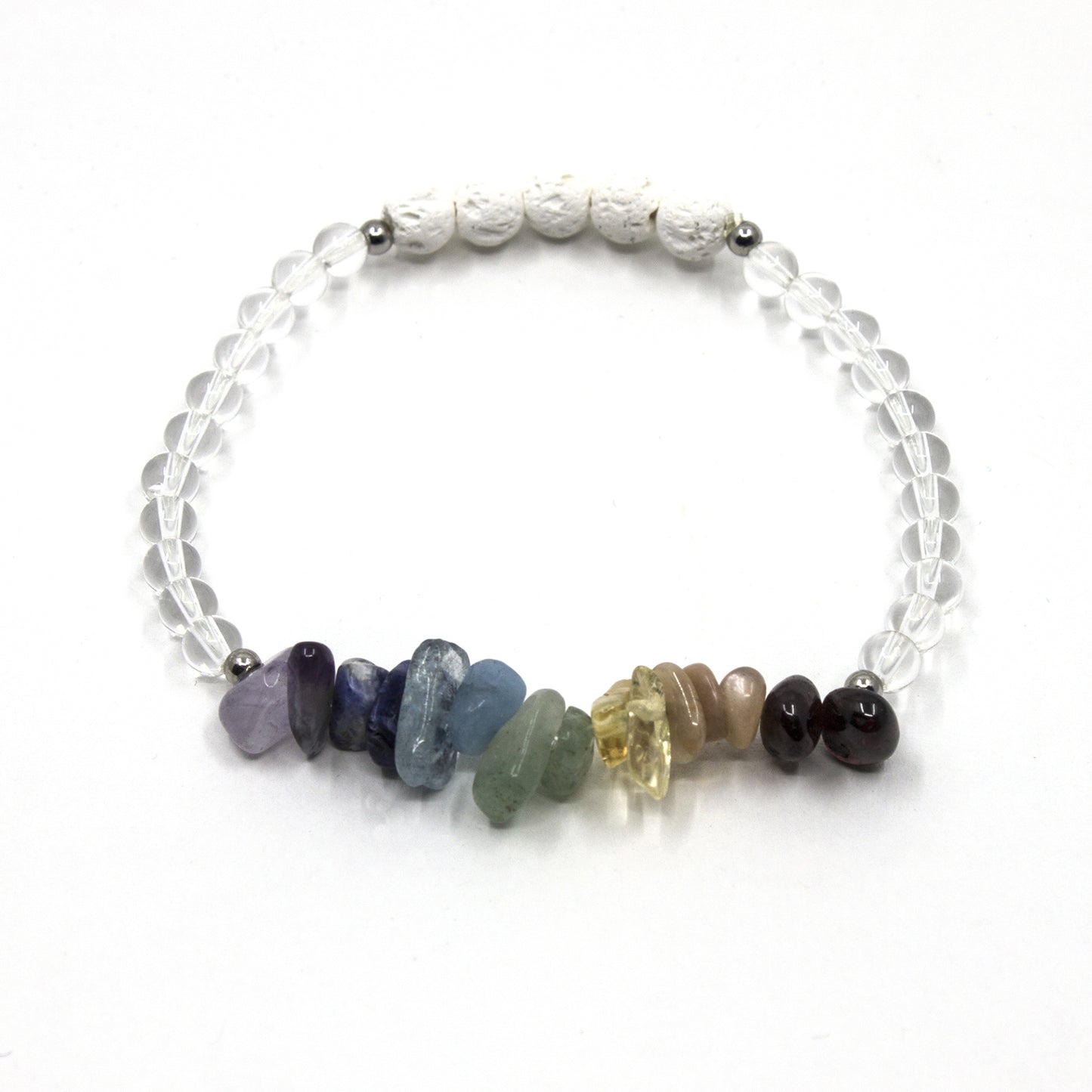 Chakra Bracelet with Clear Quartz for Positive Energy