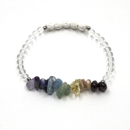 Chakra Bracelet with Clear Quartz for Positive Energy
