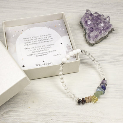 Chakra Bracelet with Clear Quartz for Positive Energy