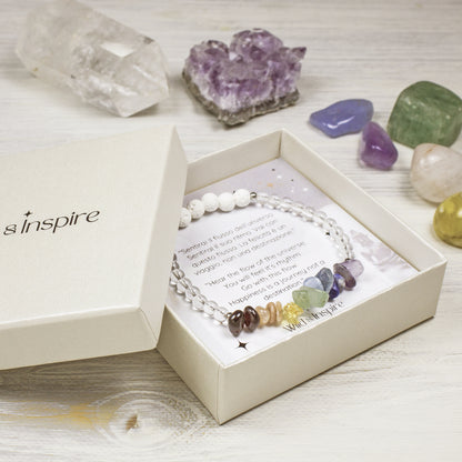 Chakra Bracelet with Clear Quartz for Positive Energy
