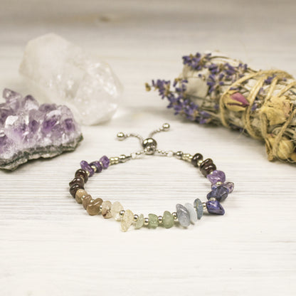Chakra Alignment Bracelet with Crystal Chips