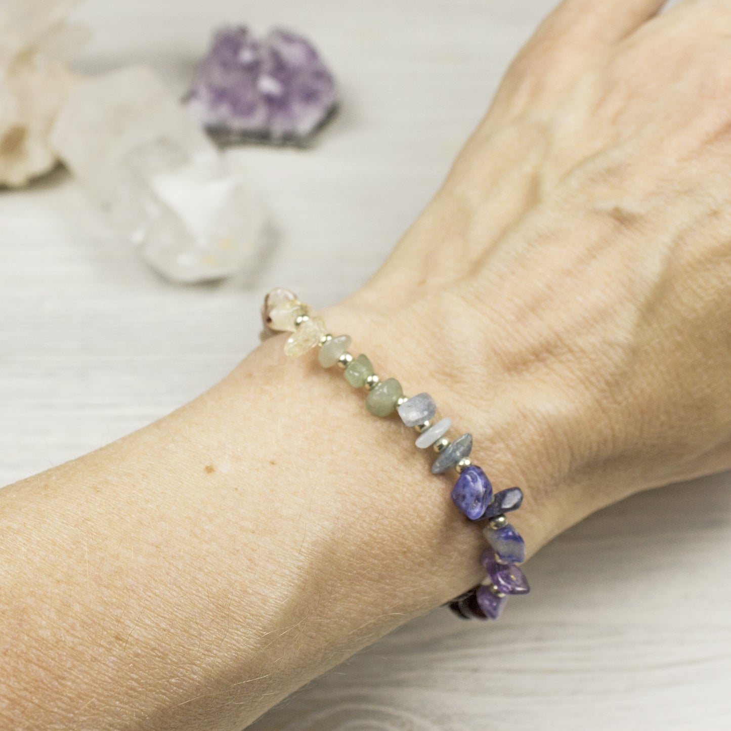 Chakra Alignment Bracelet with Crystal Chips