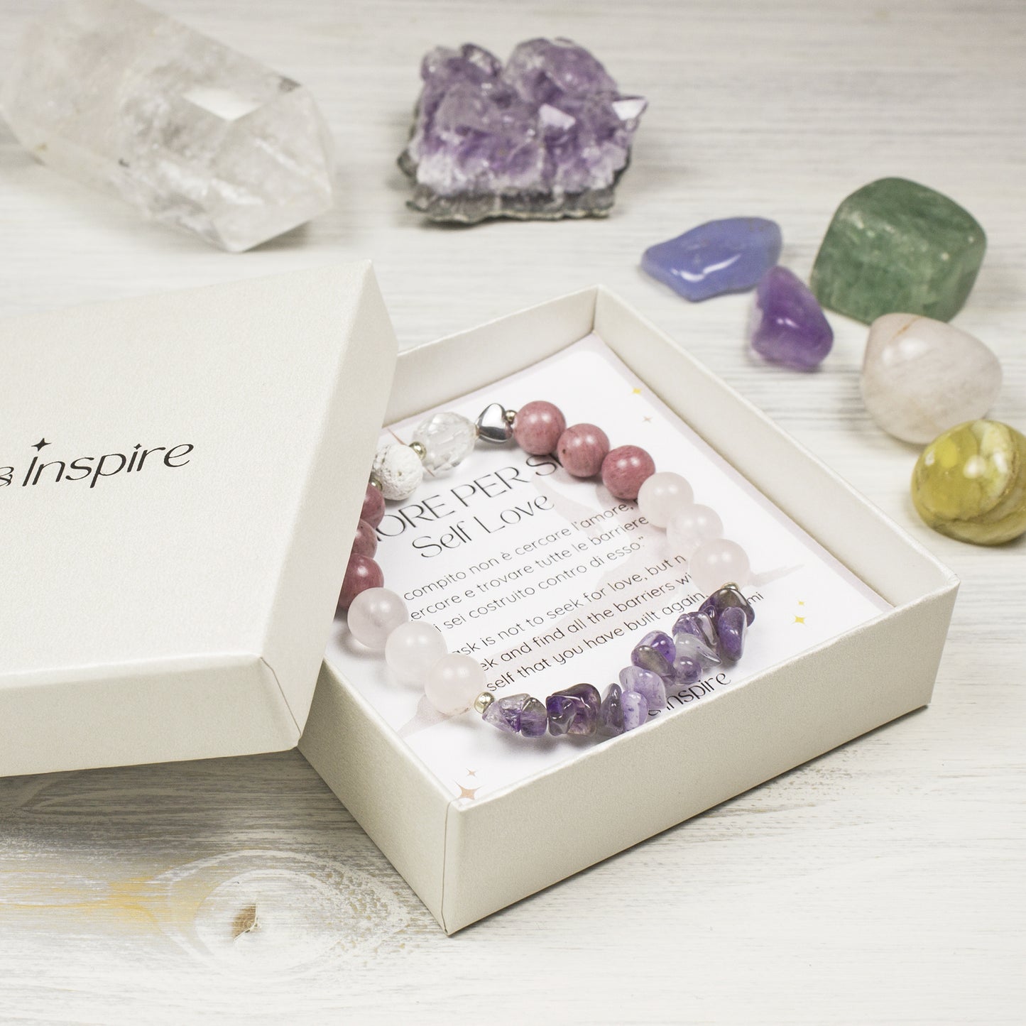 Rose Quartz and Amethyst Diffuser Bracelet for Self Love