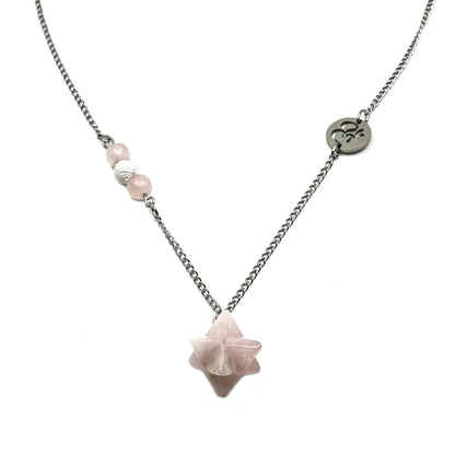 Healing Crystal Necklace with Merkaba Pendant