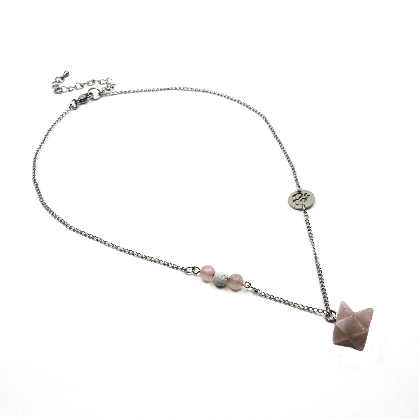 Healing Crystal Necklace with Merkaba Pendant