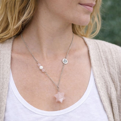 Healing Crystal Necklace with Merkaba Pendant