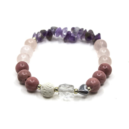 Rose Quartz and Amethyst Diffuser Bracelet for Self Love